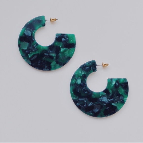 Emerald Tortoise Statement Earrings - Picture 2 of 7